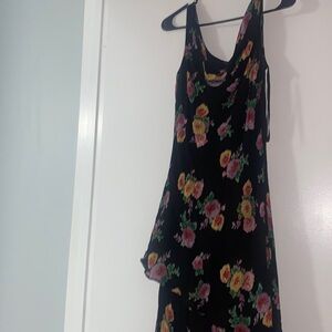 EVA BLUE BEADED FLORAL PATTERN MAXI DRESS